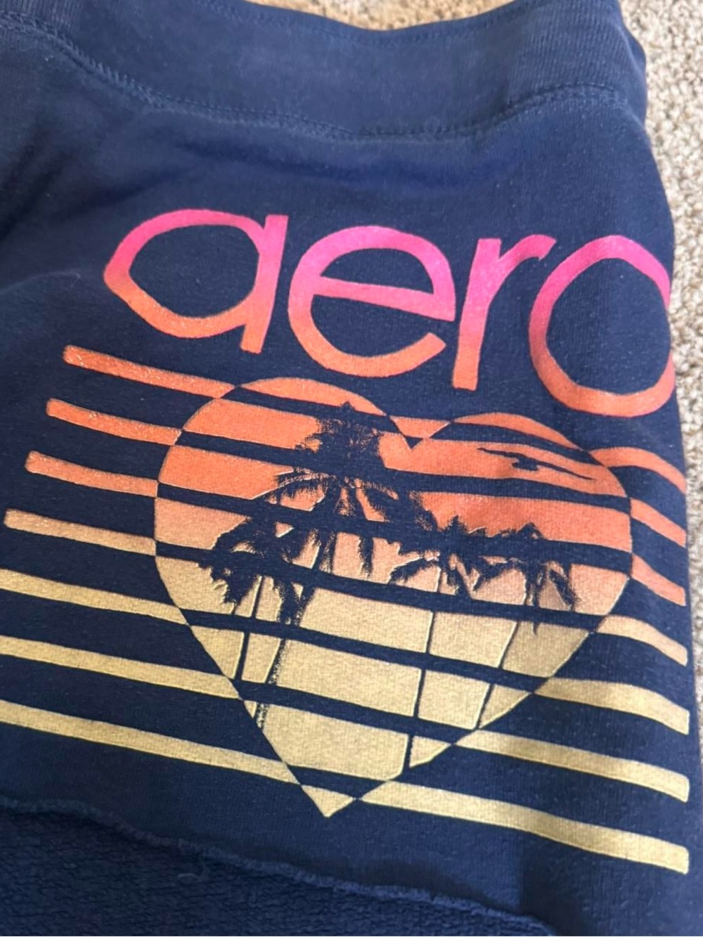 Aeropostale Y2K navy blue shorts with pink and yellow glitter logo - Picture 3 of 5